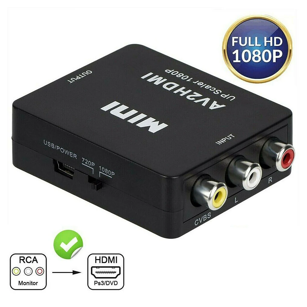 

AV to HD Converter Composite CVBS Video Adapter 720p 1080p 60Hz Portable Converter
