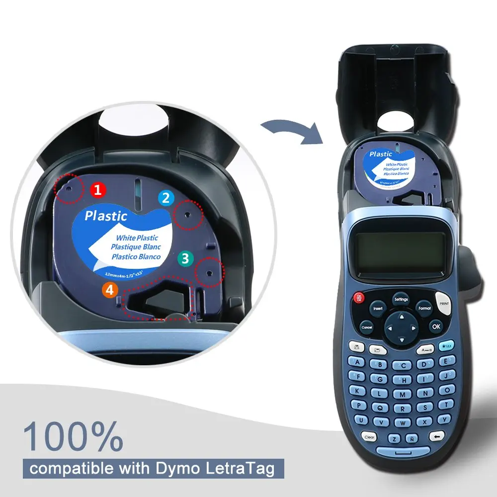 Labelife 6 шт. 91201 Совместимость с Dymo Letratag ленты для этикеток черные на белых лентах 91330