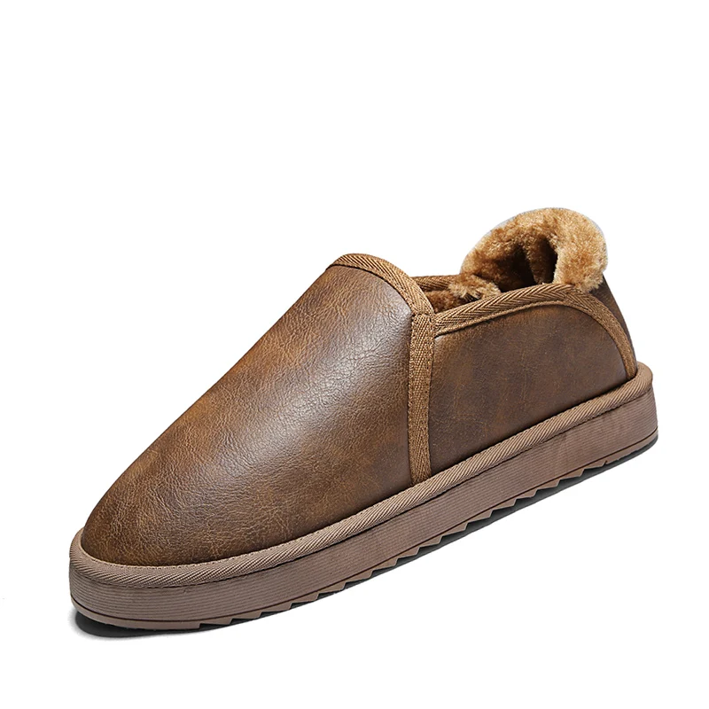 Leather Ankle Men Boots Casual Shoes Cheap Outdoor Waterproof Work Safety Shoes Mens Snow Boots Sneakers Warm Military Boots - Цвет: Коричневый