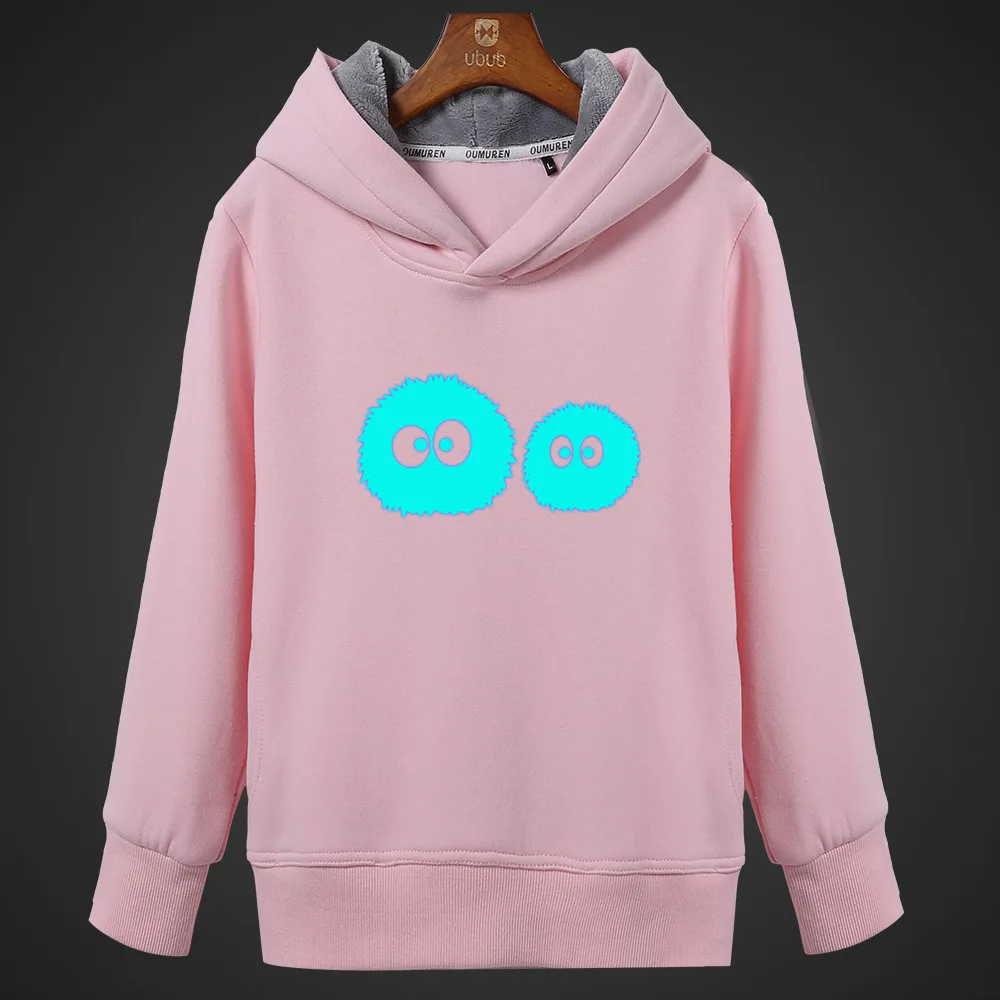 18 Kawaii Аниме Тоторо флуоресцентные толстовки с капюшоном, светящийся рисунок, мужская толстовка с капюшоном уличная зимняя Флисовая теплая верхняя одежда унисекс размера плюс - Цвет: 18