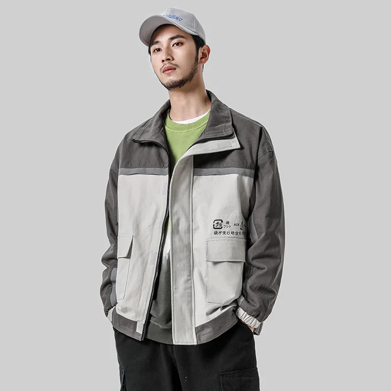 

2019 New Style Japanese-style Popular Brand Coat Men's Autumn And Winter Printed Loose-Fit Stand Collar Tooling Jacket Men's Cas