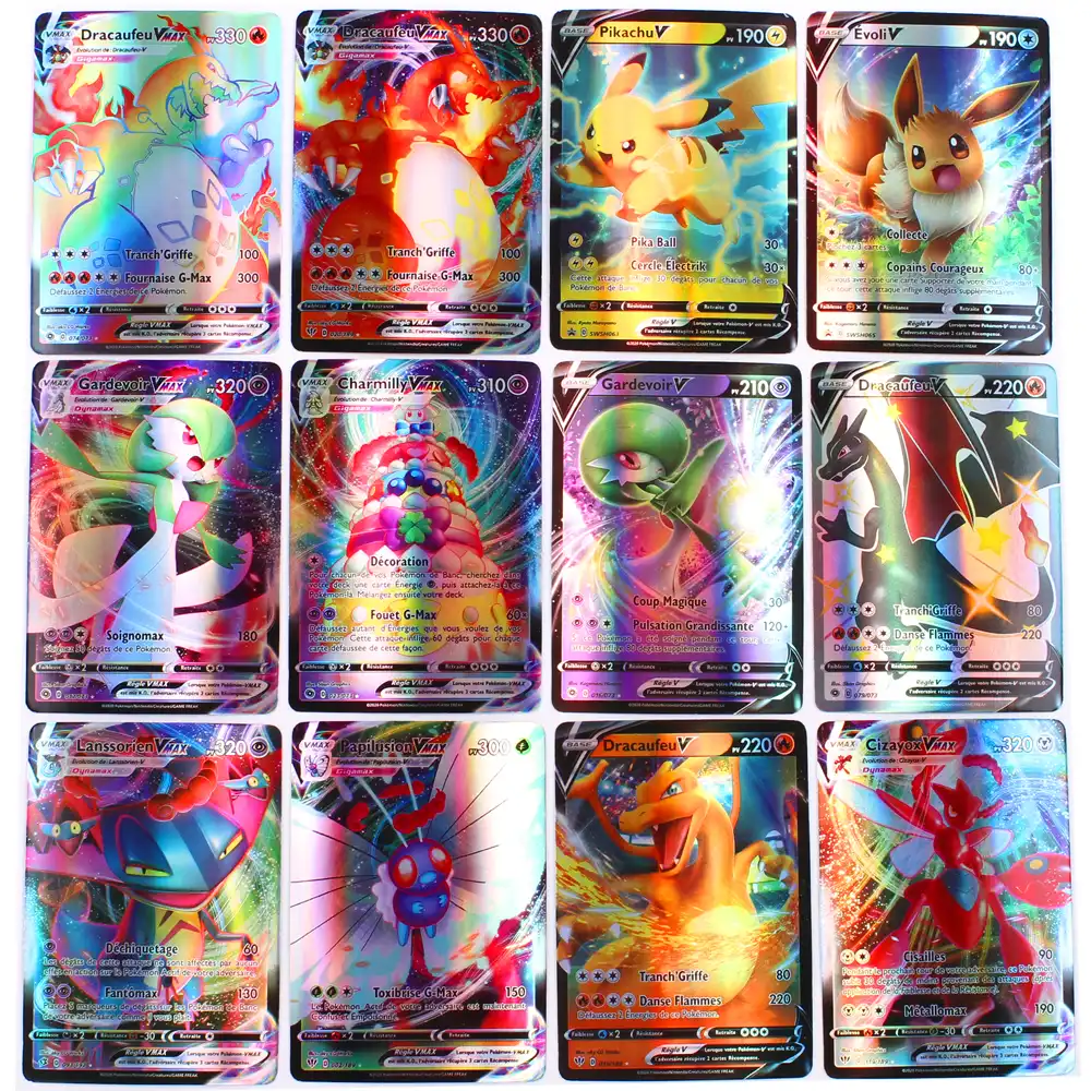 300個英語フランス語版ポケモンカードdracaufeu V Vmax Gxタグチーム光沢のあるバトルゲーム子供のギフトコレクション ゲーム コレクションカード Aliexpress