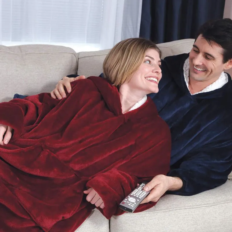 Дропшиппинг теплое одеяло толстовка коралловый флис пара пижамы фланелевые с капюшоном ленивый ковер ТВ одеяло подарок ко Дню Святого Валентина