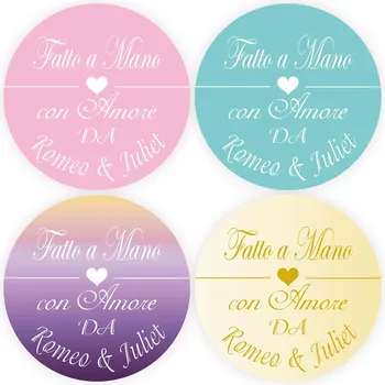 

DouxArt 100 Pieces Stickers Seals Personalized Fatto a Mano con Amore, 4CM Wedding Favors Communion Handmade Candy Boxes Labels