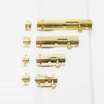 

Top Selling Brass Doors Slide Latch Lock Bolt Latch Barrel Home Gate Safety Hardware Screws 4 Size 1.5/2/3/4 Inch Gold Color