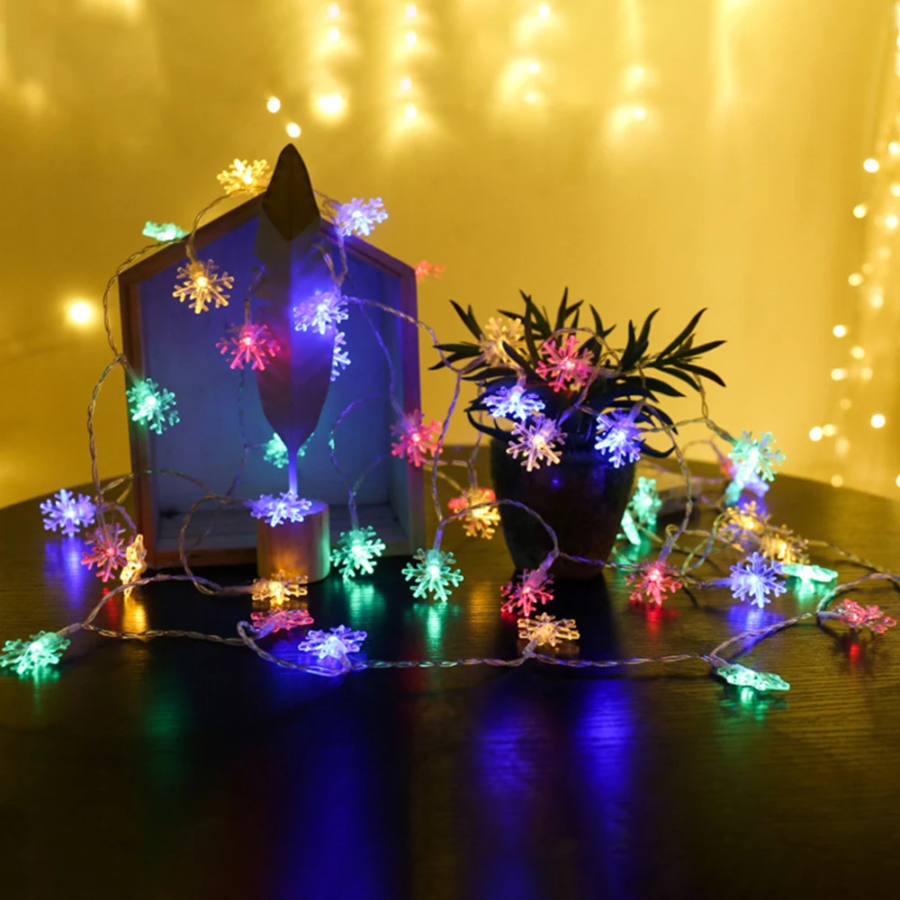 Multicolor 10 м, 100LED, 220 В и батарея, Рождественская гирлянда, снежинка, лампа, гирлянда, сказочные огни, для улицы, для Рождества, свадьбы, вечеринки, Новогоднего декора - Испускаемый цвет: Multicolor