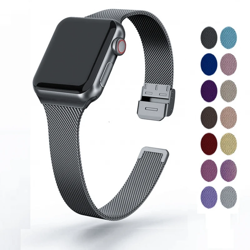 Миланский ремешок для Apple Watch 5 44 мм 40 iWatch4 3 2 42 38 металлический браслет из