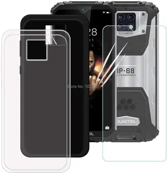 

For Oukitel WP6 Case Black Soft Case with Black Full Tempered Glass For Oukitel WP6 Case For Oukitel WP6 6.3inch