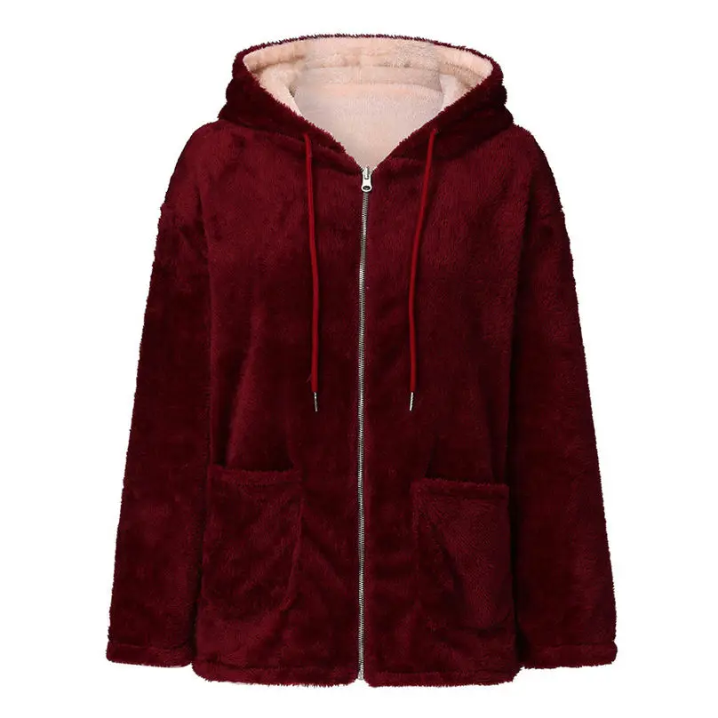 2019 New Winter Reversible Jacket Women Fashion Faux Fur Hooded Plush Zipper Pocket Reversible Coats куртка женская 4A21 (5)