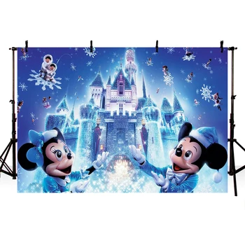 

Winter Castle Mickey Minnie Backdrop for Photo Studio Birthday Party Backgrounds Photocall Vinyl Background Photography