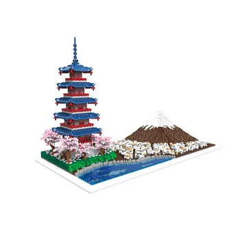 Fujiyama Micro Building Blocks Japan Fuji Mount Chureito Pagoda 3D Model Assembled Mini Bricks Figure Toy For Kid Gifts 1
