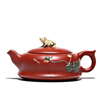 

Ore mud lotus teapot yixing purple clay pot zisha kettle color handpainted teaware