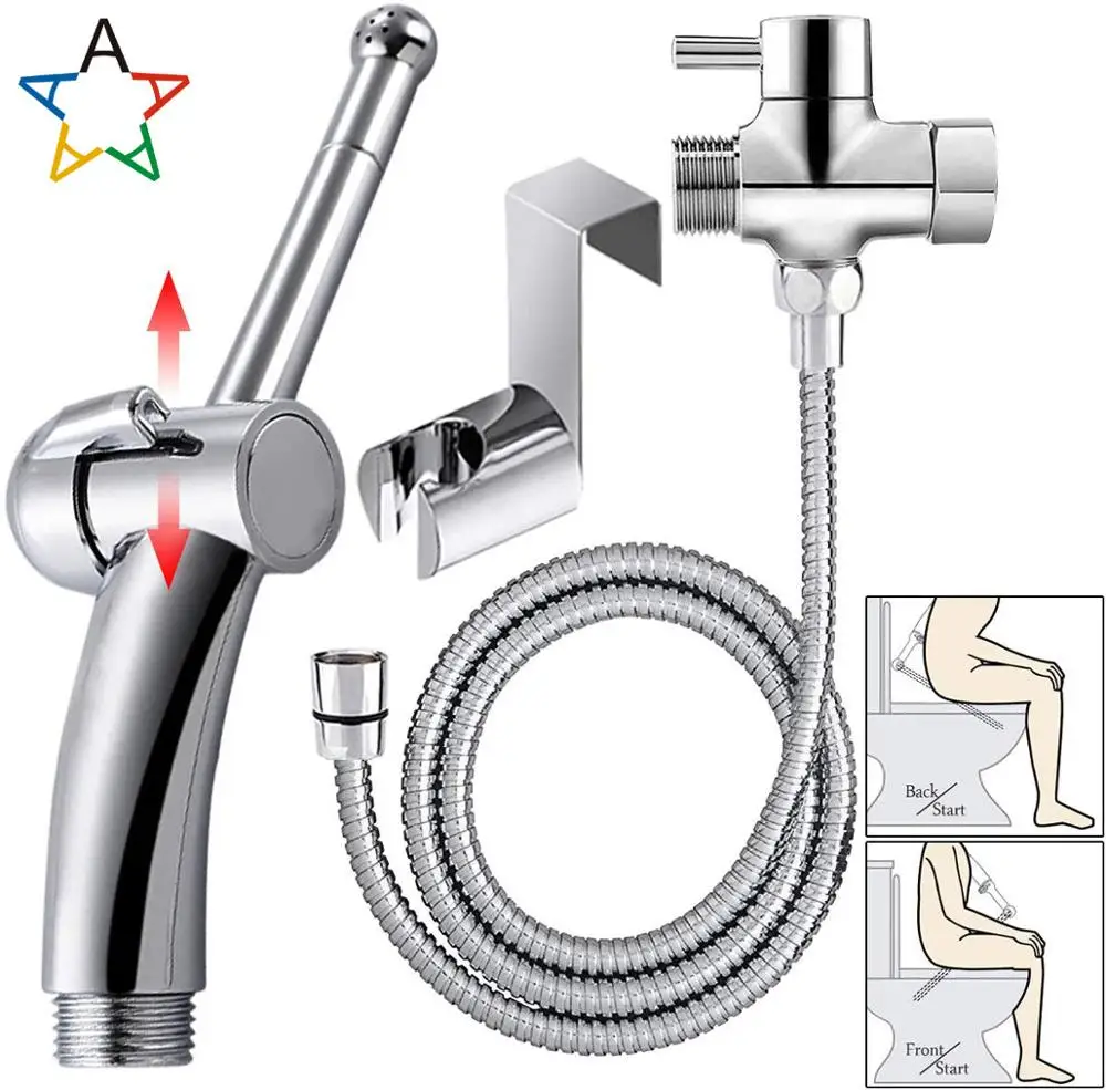Hand Held Bidet Sprayer Set, Atalawa Curved Design Handheld Bidet Toilet Attachment Muslim