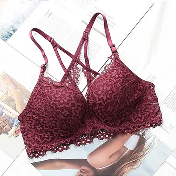

BEFORW Lace Wireless Front Closure Bra Bralette Cross Backless Sexy Lingerie Comfortable Seamless Push Up Bras For Women