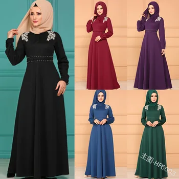 

Muslim Embroidery Lace Abaya Kimono Hijab Dress Ethnic Turkish Arab Dubai African Pakistan Caftan Marocain Kaftan Qatar Islamic