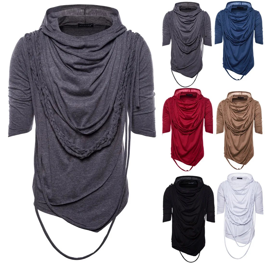 

2018 Summer Wear Trend Short Sleeve Hooded T-shirt Heap Collar Fashion Casual Hip Hop Men'S Wear