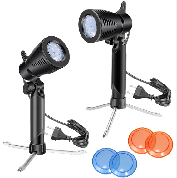 2 Pack Light Neewer Настольный светодиодный комплект для студийной фотосъемки со штативом, оранжевые, синие и прозрачные цветные гелевые фильтры для фото - Цвет: 2 Pack Light