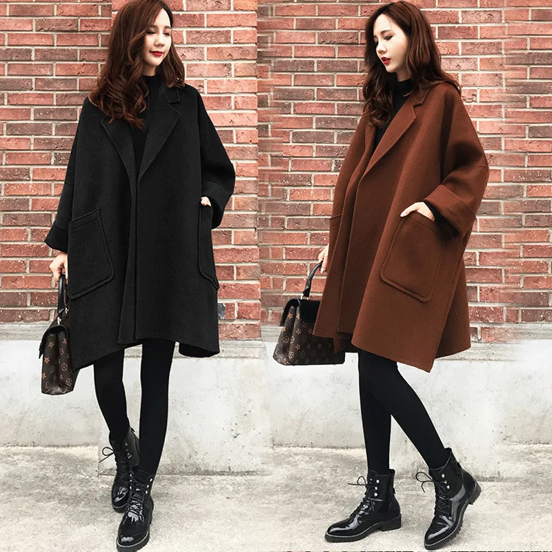 

Special Fat Mm Autumn Clothing Large Size Dress Large GIRL'S Mid-length Woolen Jacket 200 Loose-Fit Cloak Woolen Overcoat
