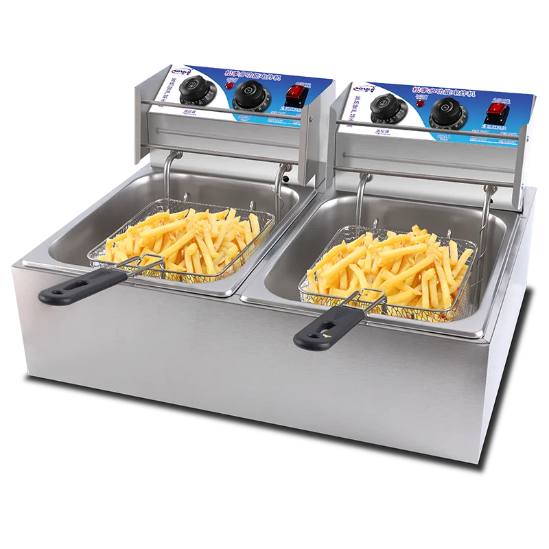 

Fryer Commercial Large Capacity Double Cylinder Electric Fryer French Fries Machine Fryer Snack Equipment Double Cylinder