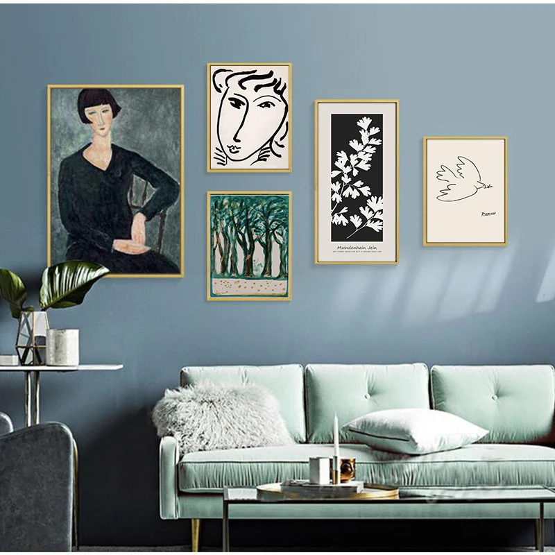 Классический Amedeo Modigliani Picasso художественная коллекция эскиз холст печать
