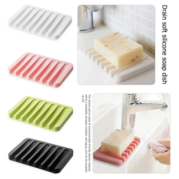 

Anti-skid Drain Soap Box Storage Closet Clothes Glass Mug Shelf Hanger Comb Shape for Home Bathroom Silicone Soap Dish