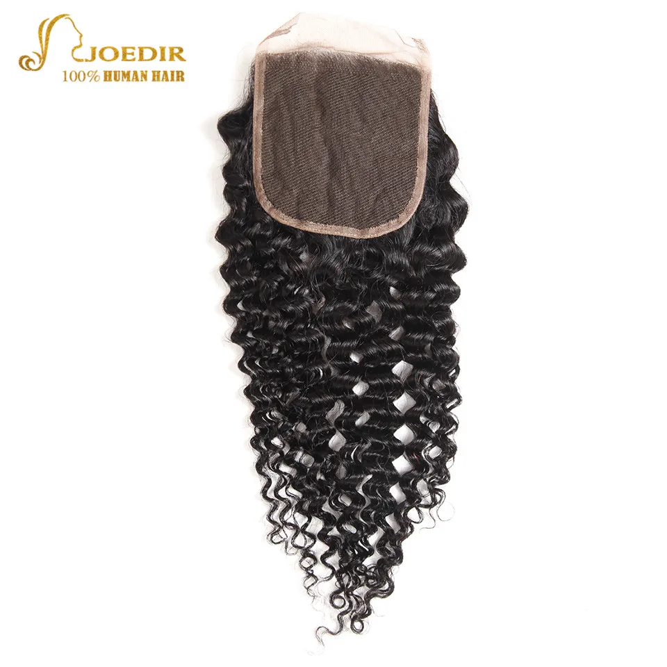 Joedir Hair Brazilian Afro Kinky Curly Human Hair Weave Non Remy Hair Extensions Bundles With Closure 3 4 Bundles With Closure