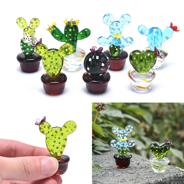 Handmade Murano Glass Cactus Figurines Ornaments 1