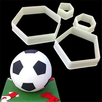 

4pcs/set football ball shaped plastic fondant mold cutter cake mould for cakes decorating sugarcraft tools kitchen bakeware
