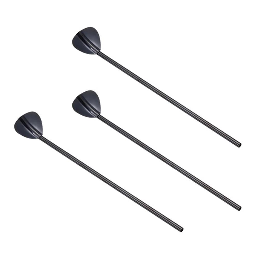 Black 3pcs 2-в-1 длинные многоразовые Нержавеющая сталь соломинки вентилятор Форма ложка для размешивания кофе P7Ding - Цвет: Black 3pcs