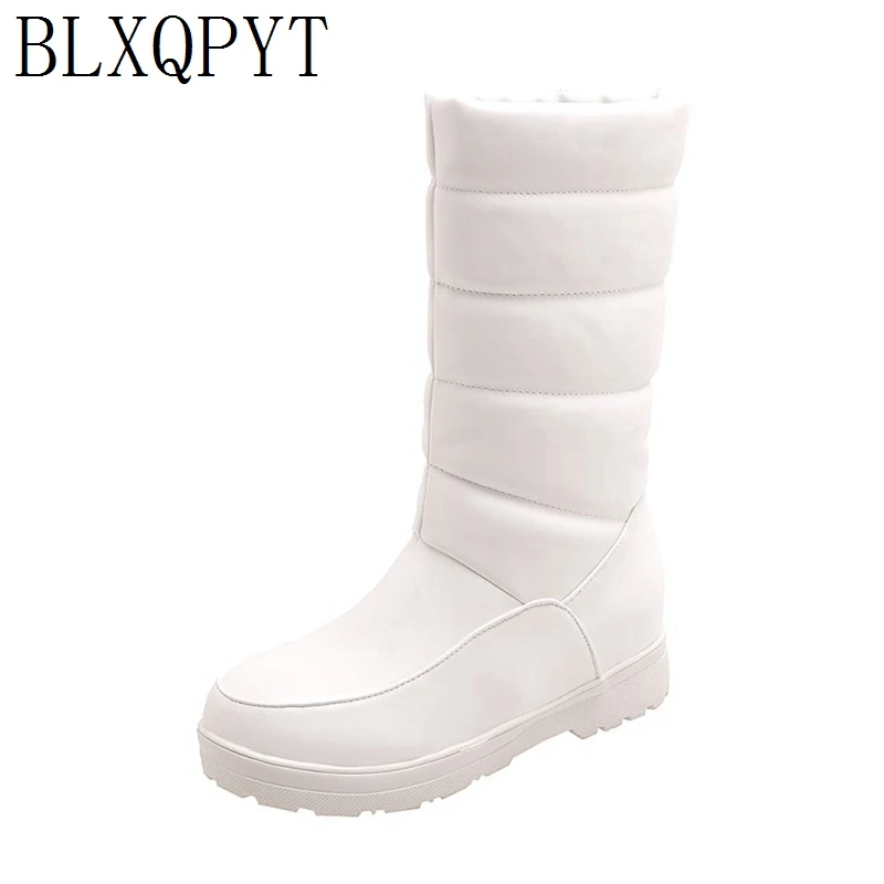 BLXQPYT Big Winter Warm Plush Knee High Boots Women comfy Flat Heel Snow Slip On Platform Shoes Woman Black Pink White 238 | Обувь
