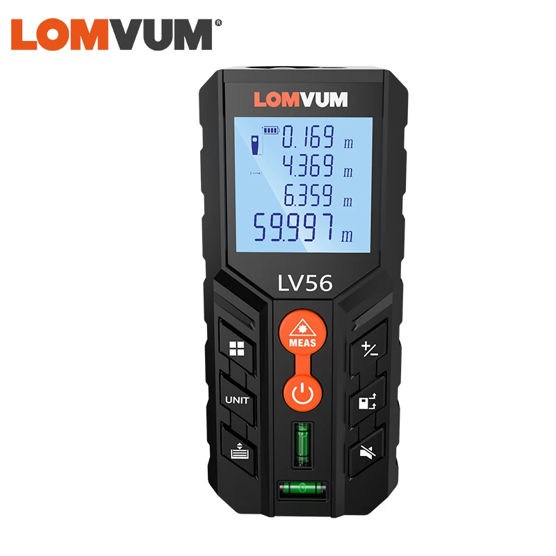 Lomvum Lv56 Handheld Laser Rangefinder Black Laser Distance Meter Digital Tape 120m 2 Bubbles