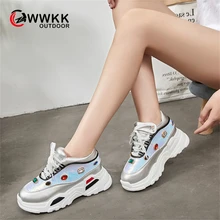 WWKK/; сезон осень; модная блестящая повседневная обувь; женские кроссовки на платформе; Женская Удобная обувь; прогулочная обувь на танкетке