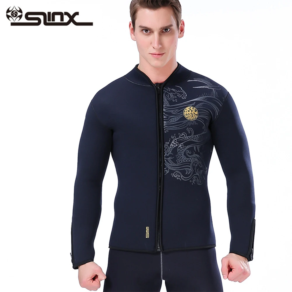 

5MM Warm Neoprene Long Sleeve Wetsuit for Men Front Zipper Top Surf Scuba Diving Swimming Snorkeling profession Surfing Top