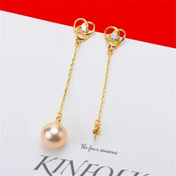 

Real Solid 925 Sterling Silver Pearl Stud Earrings Accessories Findings DIY Jewelry Ear Hook Blank Empty Support