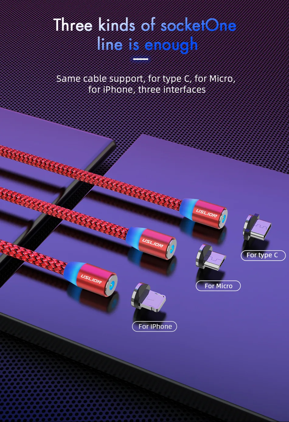 USLION Магнитная Micro USB кабель быстрой зарядки Тип C магнит зарядное устройство данных кабель для зарядки usb провод для Samsung Xiaomi