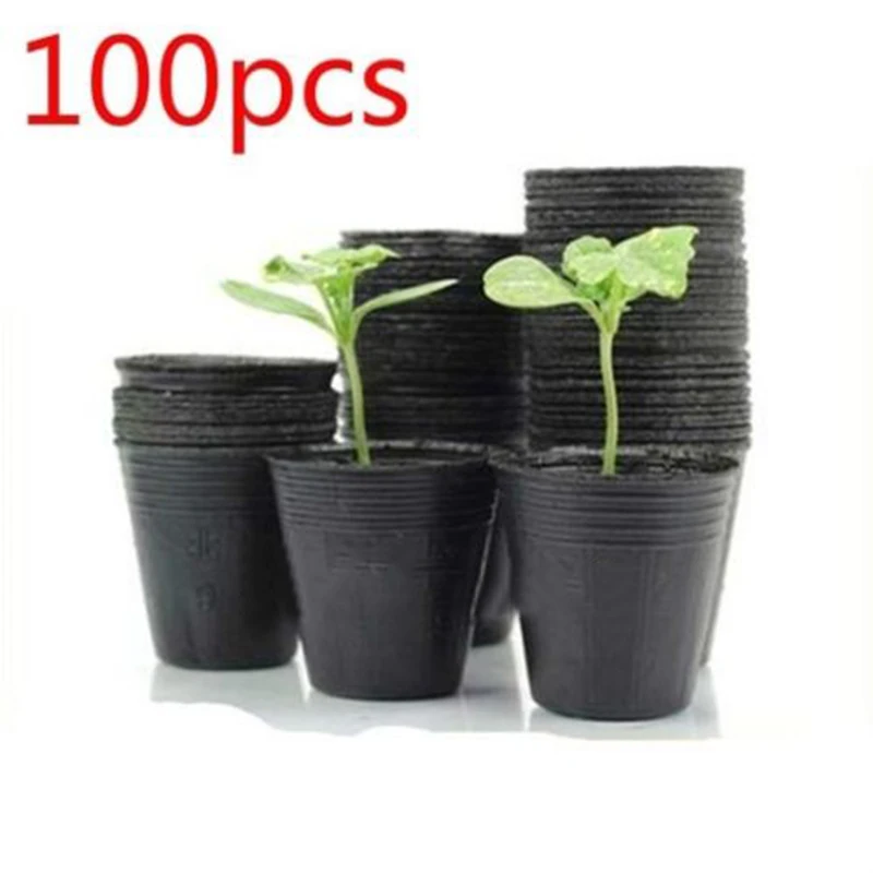 100pcs/set Household Garden Black Plastic Plant Nutrition Pots Practical Durable Soft Plant Nutrition Pots Garden Supplies 1