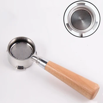 

Bottomless Handle Multi Purpose 51mm Replacement Accessories 304 Stainless Steel/Wooden Removable Coffee Supplies Filter Basket