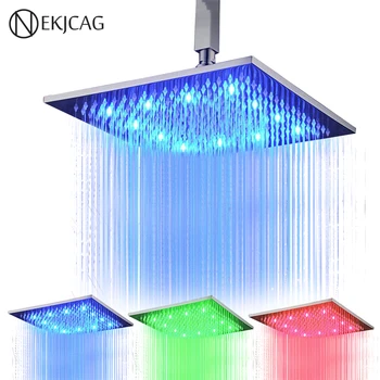 

Luxury Ceiling/wall Mount 16" LED Light Shower Head Bathroom Big Rainfall Showerhead Brushed Nickel Finish