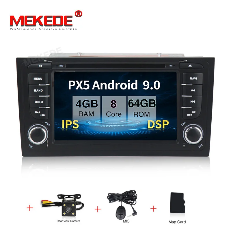 CAR DVD CAMERA MEKEDE ips Автомобильный мультимедийный плеер, Автомобильная Радио два Din Android 9,0, стерео система для Audi/A6/S6/RS6, gps ram, 2 Гб, DSP, USB DVR, OBD2, FM - Цвет: CAR DVD CAMERA