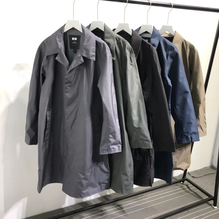 Etj-19 мужская одежда; сезон весна-осень; Простые Slim Fit мульти-Цвет Однобортный средней длины Тренч 5 цветов