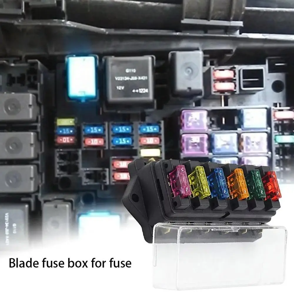 1pcs 6 Way Fuse Box DC 12V 24V 40A Circuit Car Trailer Auto Blade Fuse Box Block Holder ATC ATO Holder with 6 Fuses