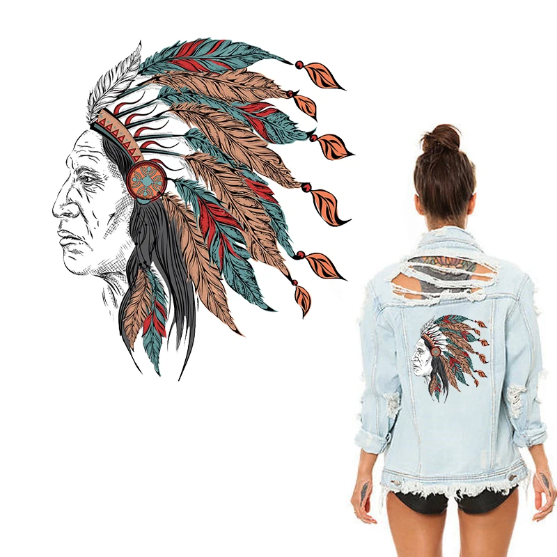 Крутые термотрансферные наклейки сделай сам Пирография джинсов Череп индейцы