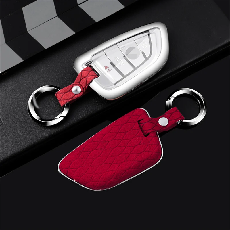 Чехол-книжка с мехом Автомобильный ключ чехол для ключей для BMW 1 3 5X1X3X4X5X6 M3 M5 z4 F20 F30 F10 E90 E60 E30 F15 F16 G30 аксессуары брелок для ключей - Название цвета: D-red