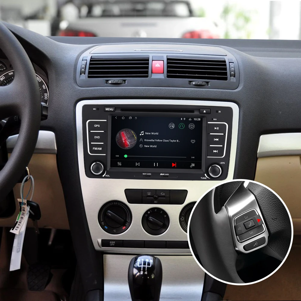 Isudar Android 9 Авторадио для SKODA/Octavia 2009-2013 Автомобильный мультимедийный плеер 2 Din DVD gps 4 ядра ram 2 Гб rom 16 Гб fm-радио