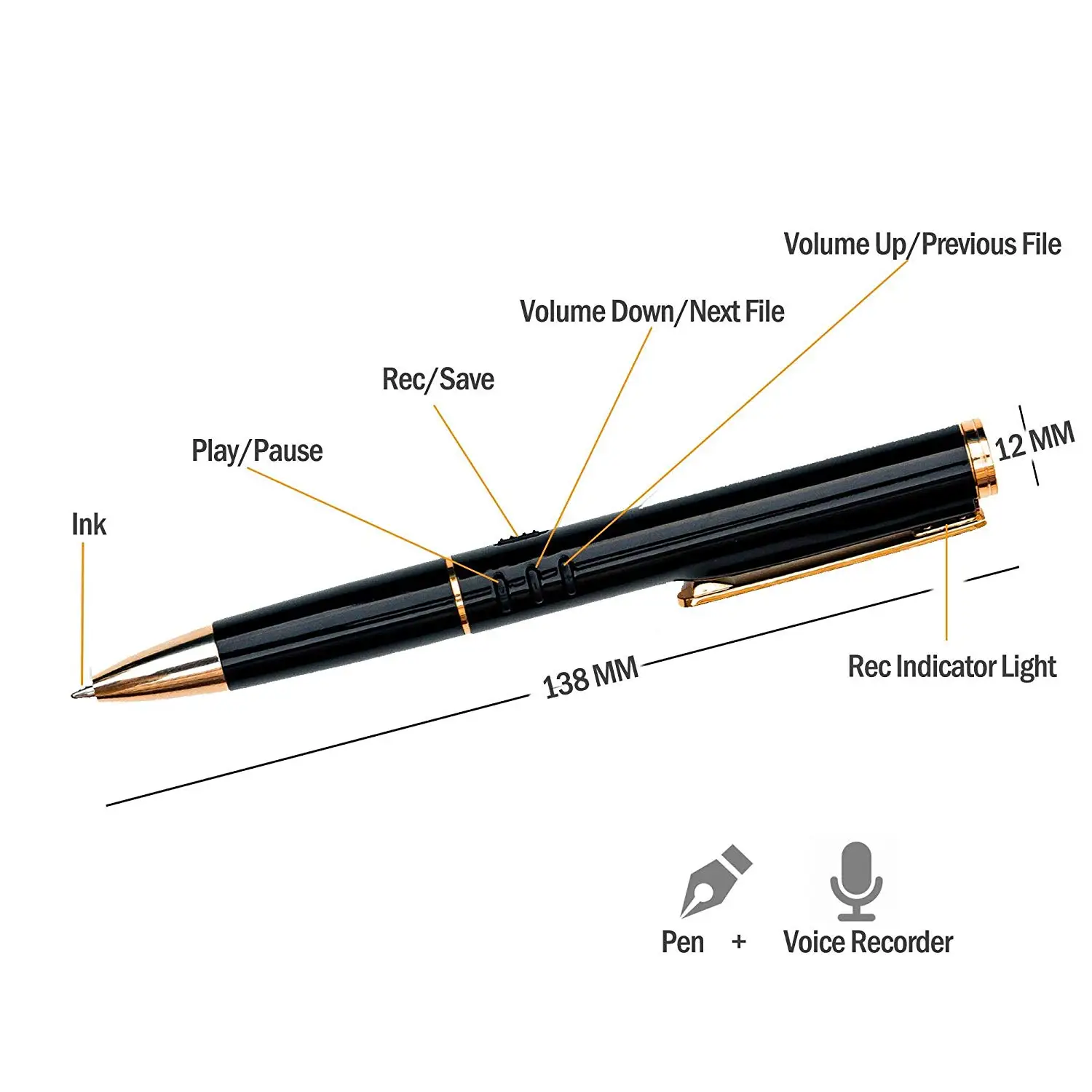 Vandlion V6 Digital Voice Recorder Pen 32G 64GB Audio Sound Recording Voice Activated Rechargeable Dictaphone with Timestamp