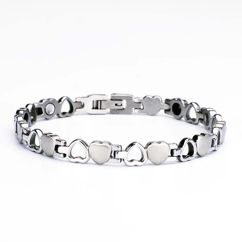 titanium 01 Браслет с грушей и сердечком из нержавеющей стали, ювелирный браслет из титановой стали, чистый Титановый Крест-граница, взрывная одежда, корейский Editio - Окраска металла: titanium 01