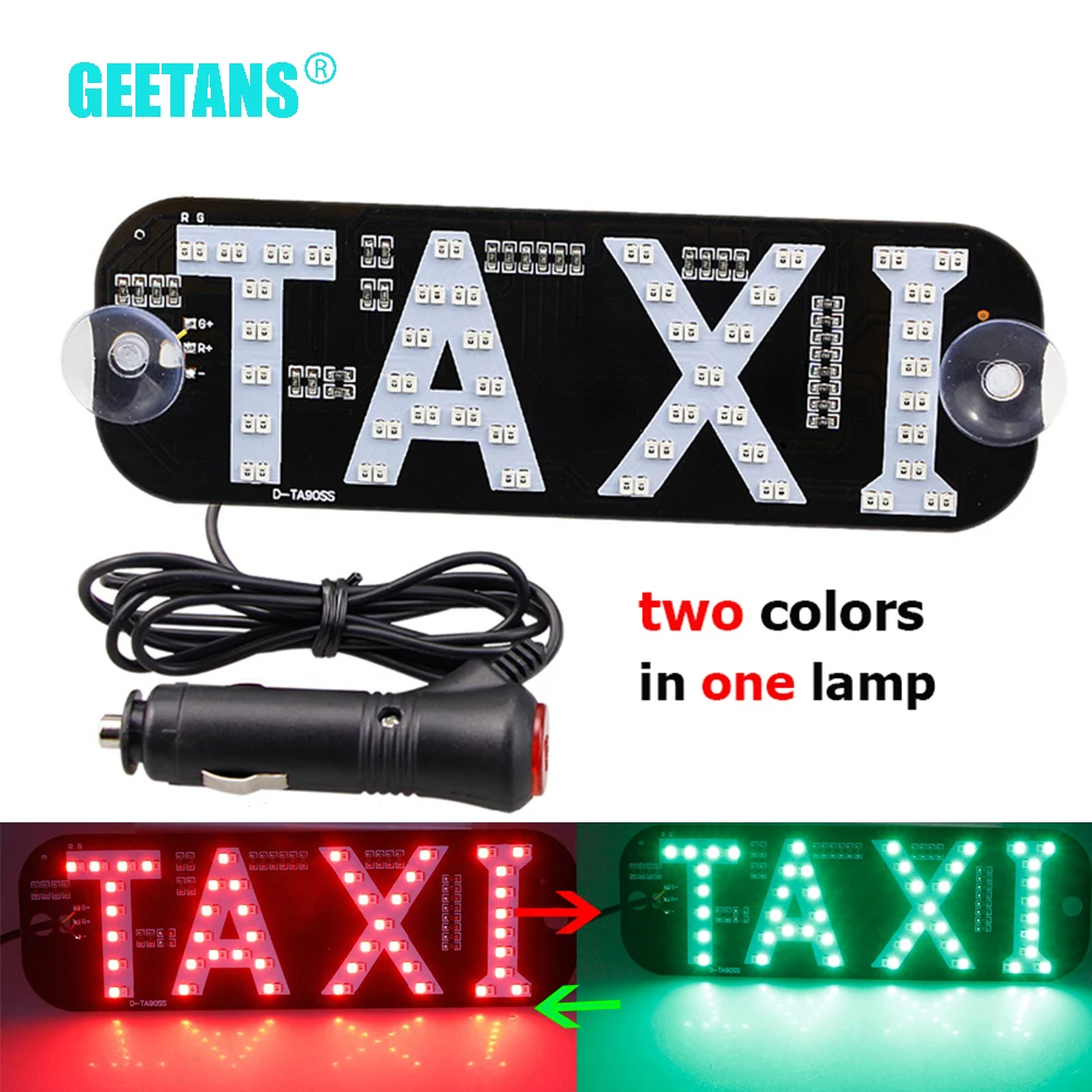 

GEETANS 1PCS Dual Colors TAXI panel light 12V Car Super Bright LED Light with Cigarette lighter Two Colors Free Switching In one