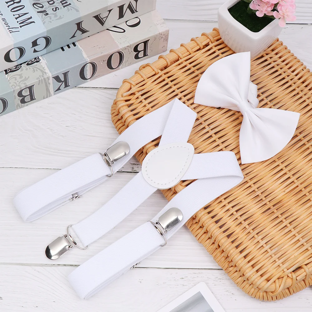 Bow Ties Kids Suspenders with Bow Tie Adjustable Elastic Set