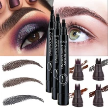 Карандаш для бровей жидкий 4 головки Microblading Pen коричневый черный водонепроницаемый длинный стойкий для бровей Профессиональный тонкий карандаш для бровей