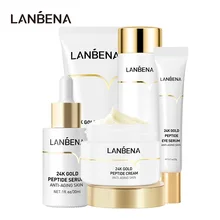 LANBENA 24K золотой антивозрастной набор Пептидная пена очищающее средство для лица яркая сыворотка красота крем для лица оригинальный тонер свежая Сыворотка для глаз 5 шт LANBENA 24K золотой антивозрастной набор Пептидная пена очищающее средство для лица яркая сыворотка красота крем для лица оригинальный тонер свежая Сыворотка для глаз 5 шт